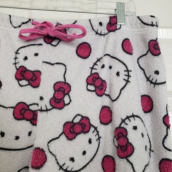 Sanrio Hello Kitty Fleece PJ Pants White Drawstring Lounge Sleep Womens Size XL - Picture 3 of 10